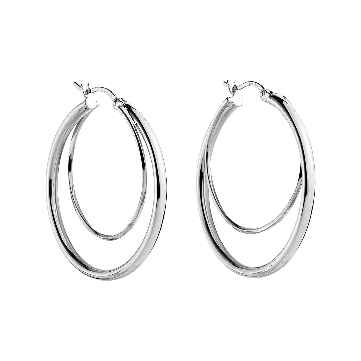Silver round double hoop