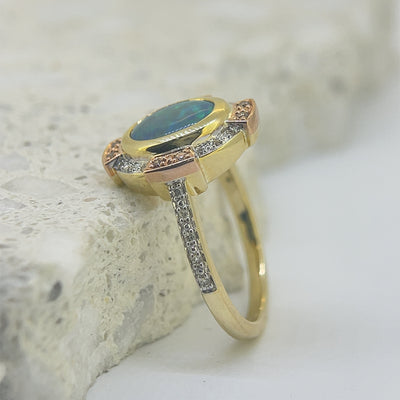 9ct Gold Opal and Diamond Dress Ring