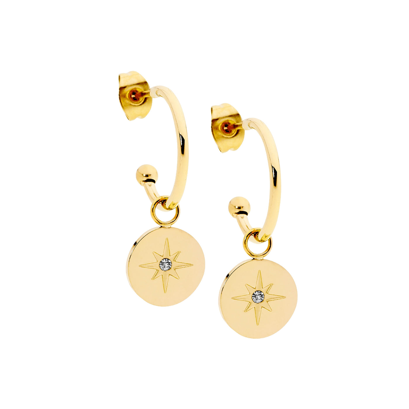 Gold plated Cubic zirconia star circle drops