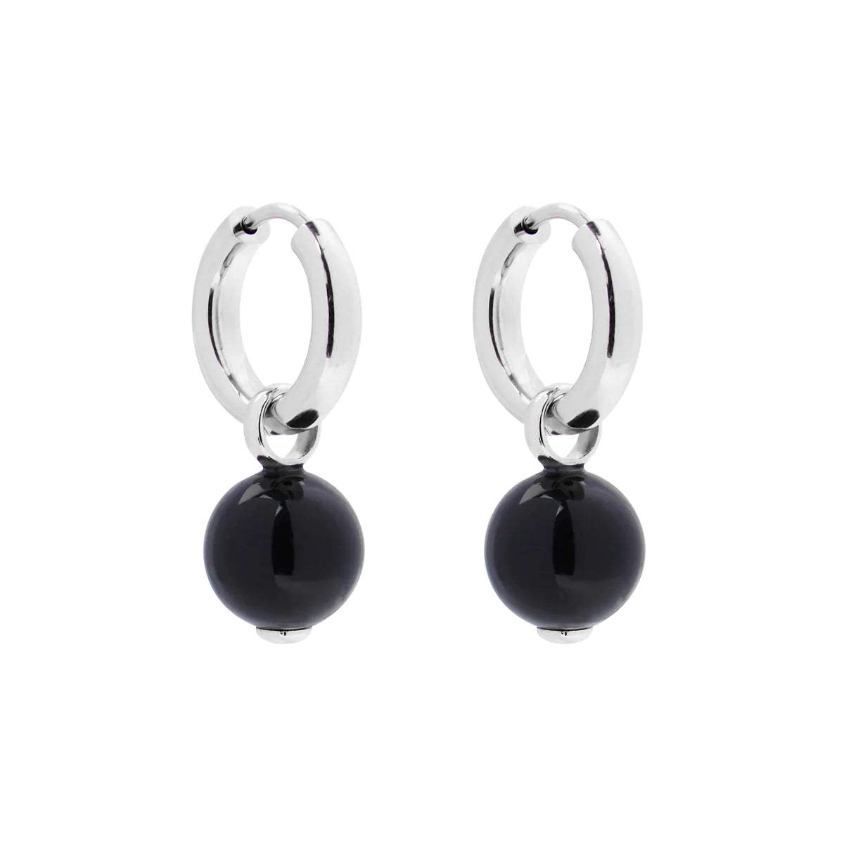 Jellydrop Silver Black Onyx Earrings