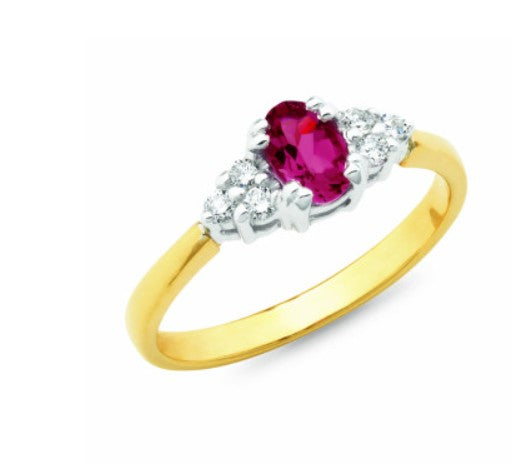 18ct Yellow /White Gold Ruby & Diamond Ring