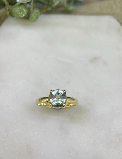9ct Yellow Gold Green Amethyst Ring