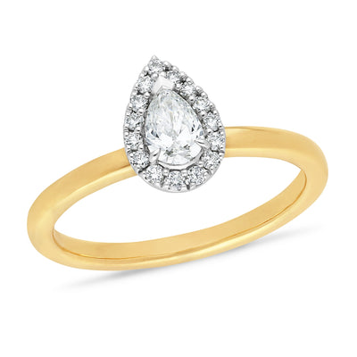 18ct Yellow/White gold Diamond Pear ring