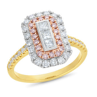 18ct Gold Pink Diamond Dress ring