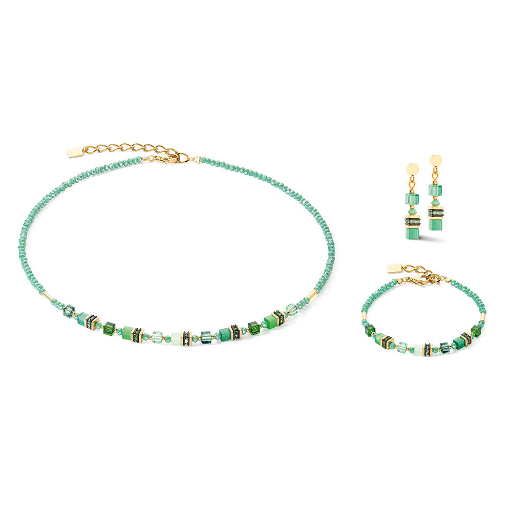 Coeur De Lion mini cubes green necklace