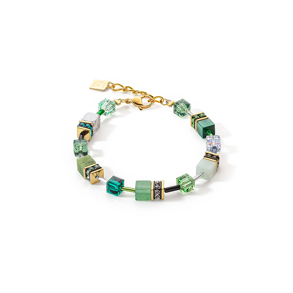 Coeur De Lion geo cube iconic precious Turquoise & Green bracelet