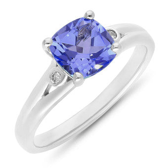 9ct White gold Tanzanite and Diamond ring