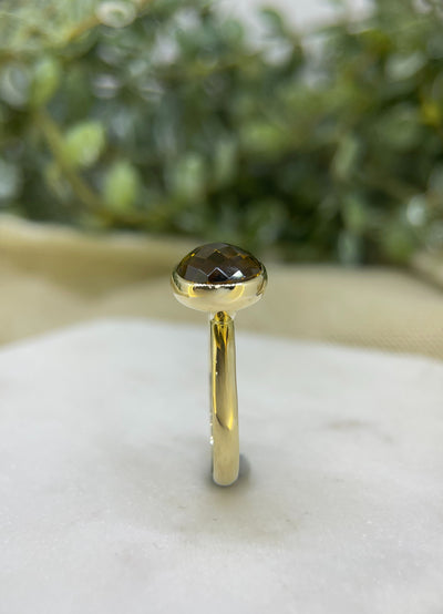 9ct Yellow Gold Oval Smokey Quartz Ring