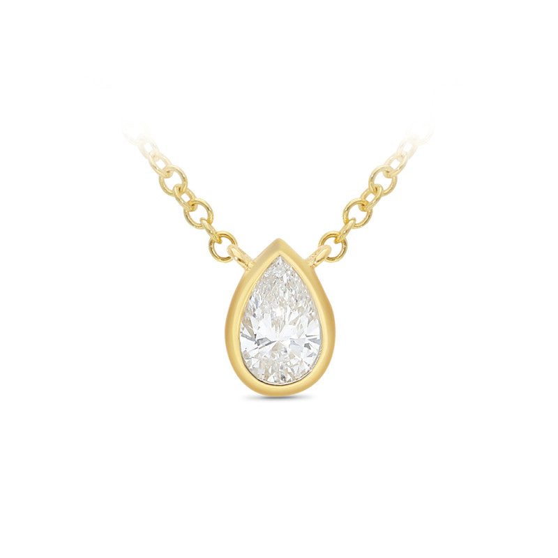 9ct Yellow Gold Pear Lab Diamond Necklace