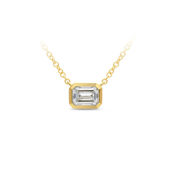9ct Yellow Gold Emerald cut Lab Diamond necklace