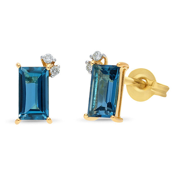 9ct Yellow Gold Topaz & Diamond Studs