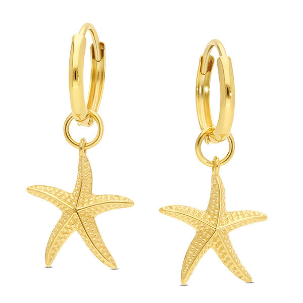9ct Yellow Gold Starfish huggies