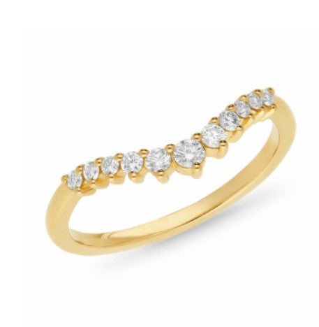 9ct Yellow Gold Diamond curved ring