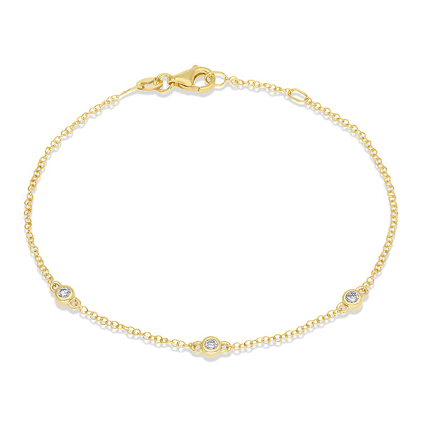 9ct Yellow Gold Bezel Set Lab Diamond Bracelet