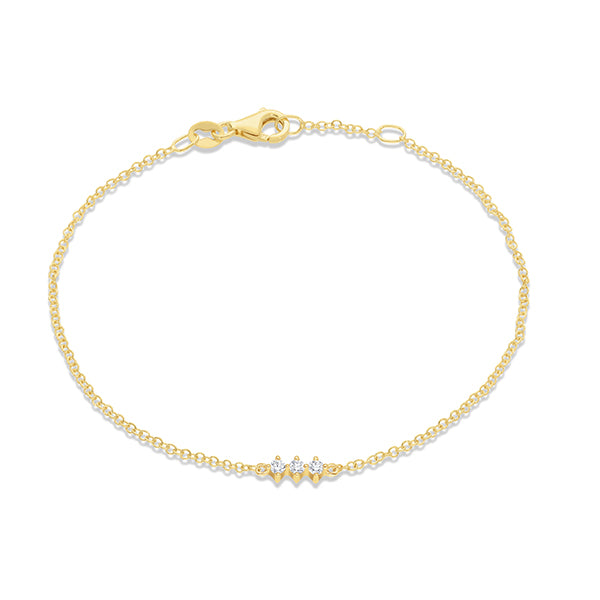 9ct Yellow Gold Claw Set Lab Diamond Bracelet