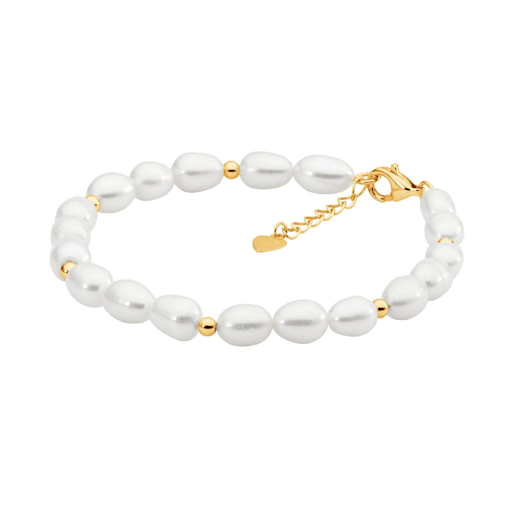 Freshwater pearl bracelet with sterling silver gold plated beads