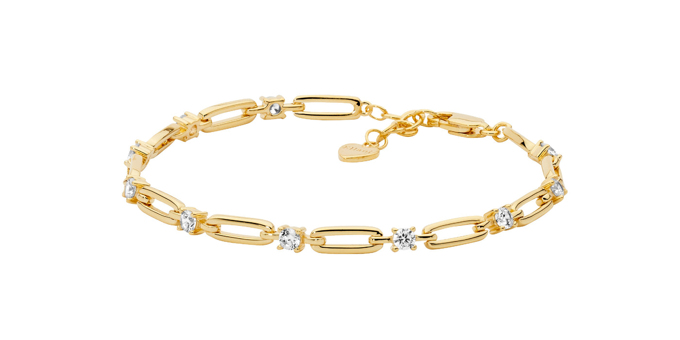 Sterling silver Yellow Gold Plated  Cubic Zirconia Bracelet