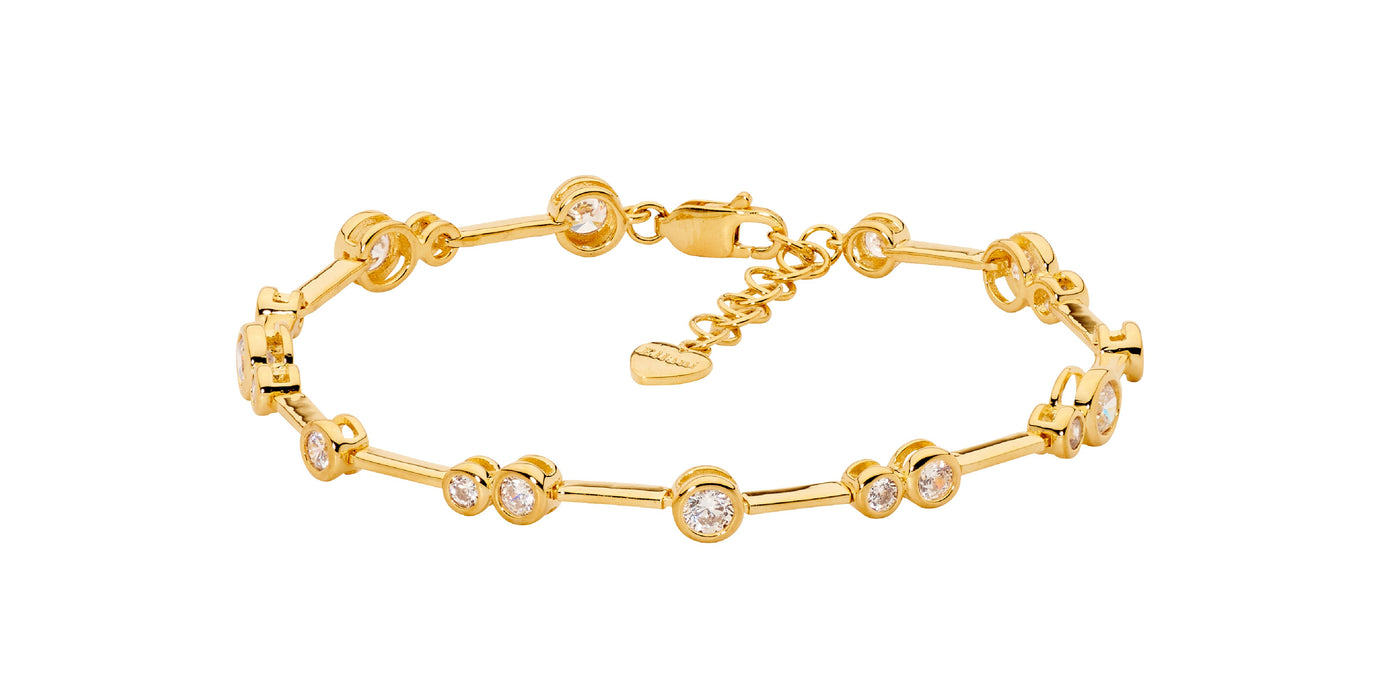 Sterling Silver Yellow Gold Plated CZ Bracelet