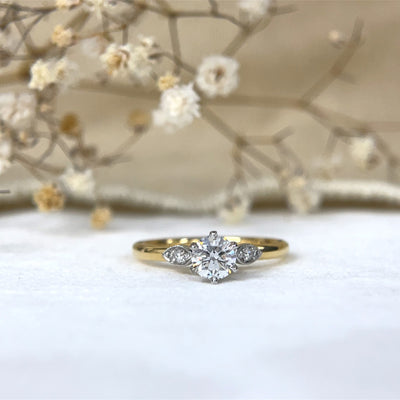 18ct Yellow & White gold 6 claw Diamond Engagement ring