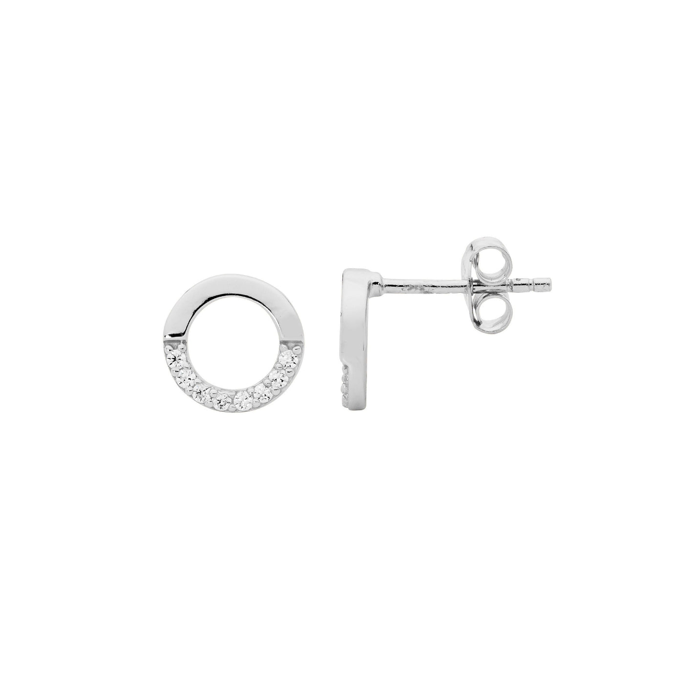Sterling Silver Cubic Zirconia Circle Studs