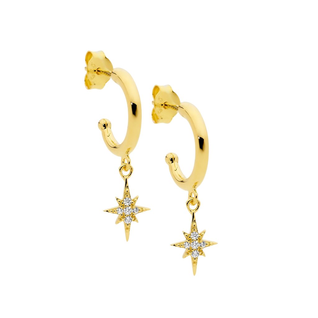 Gold Plated Cubic Zirconia Star Drop
