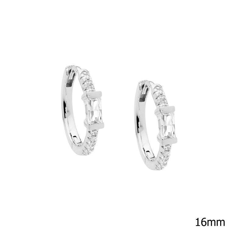 Sterling Silver Cubic Zirconia Huggies