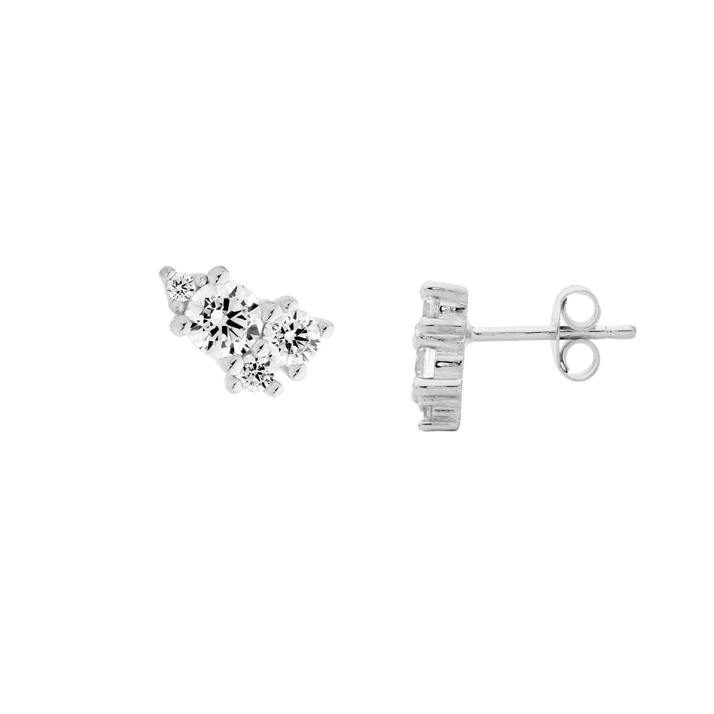 Sterling silver Claw Set cluster Studs