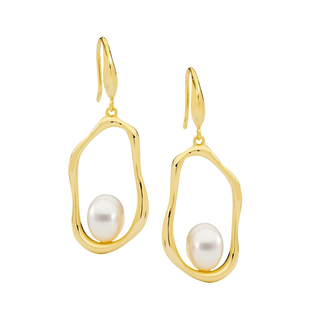 Freshwater pearl sterling silver gold plated Drops