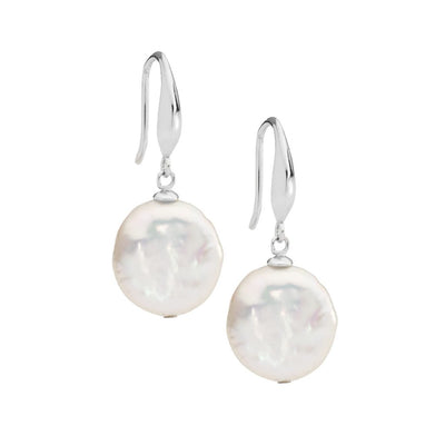 Freshwater coin pearl drops with sterling silver & gold plating