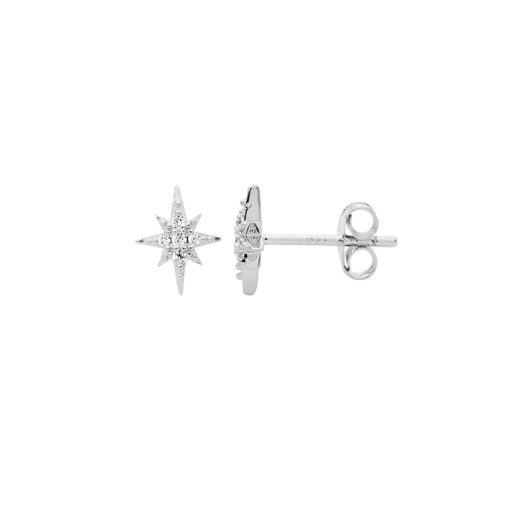 Sterling Silver Cubic zirconia Star studs