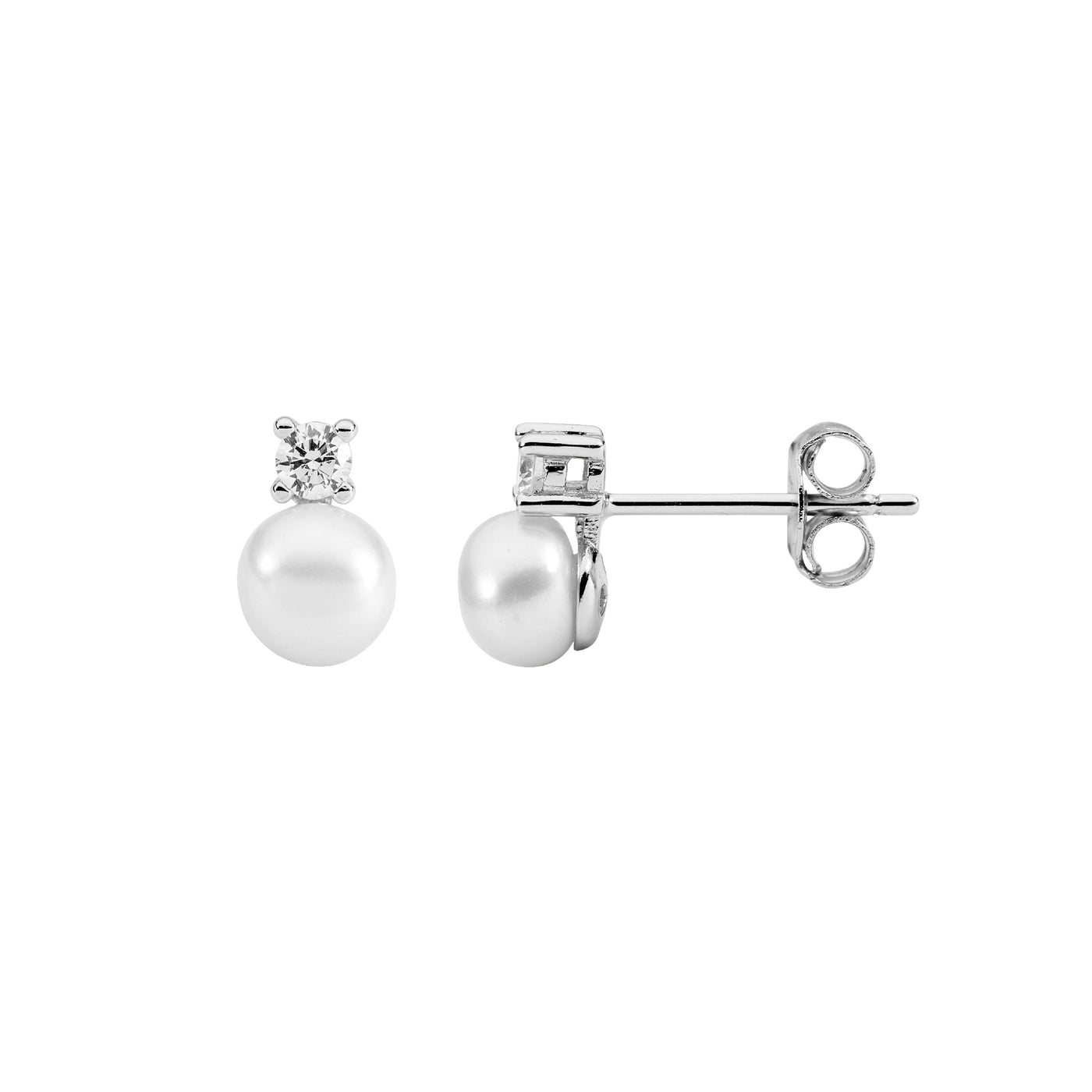 Sterling Silver CZ Pearl studs