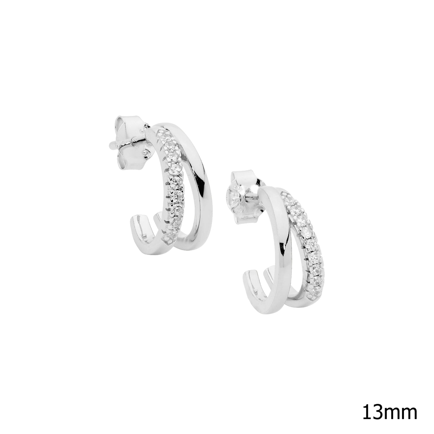 Sterling Silver CZ Huggies