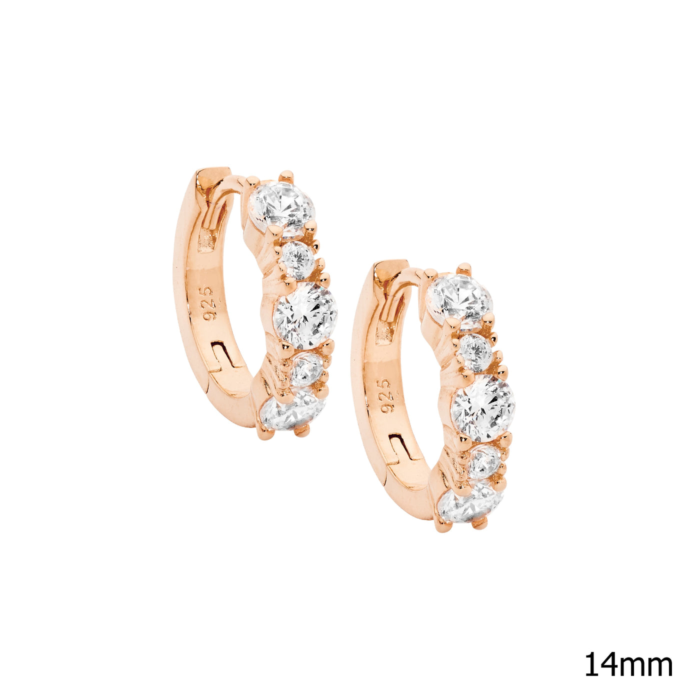 Sterling Silver Rose Gold Plated CZ Earrings