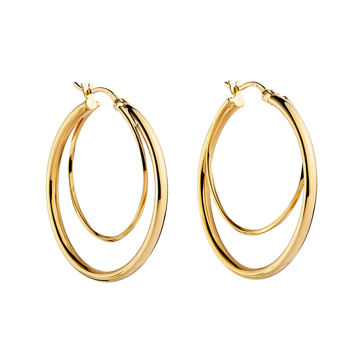 Gold plated round double hoop