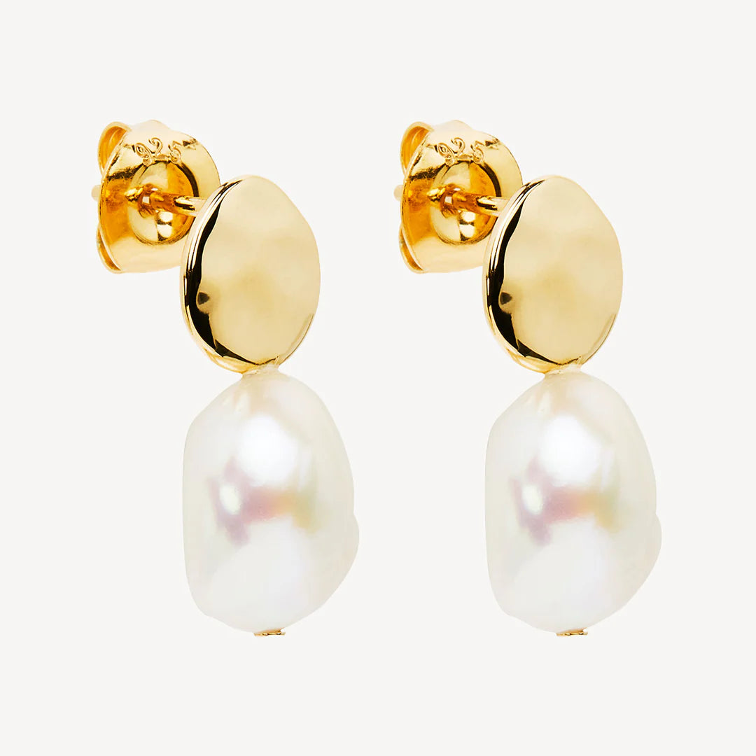 Renaissance Gold plated Baroque pearl fitted drops