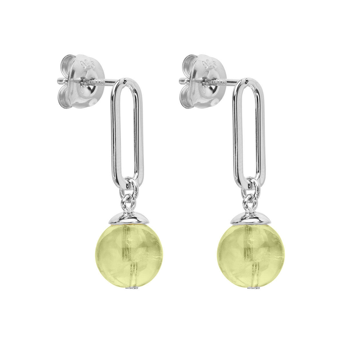 Natura prehnite Sterling silver drops