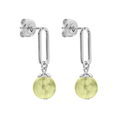 Natura prehnite Sterling silver drops