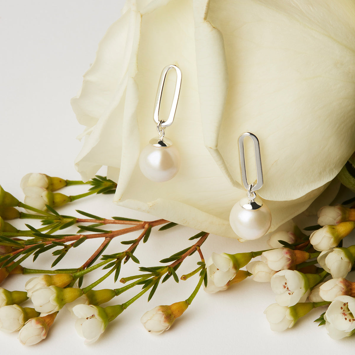 The Enchantress sterling silver pearl drops