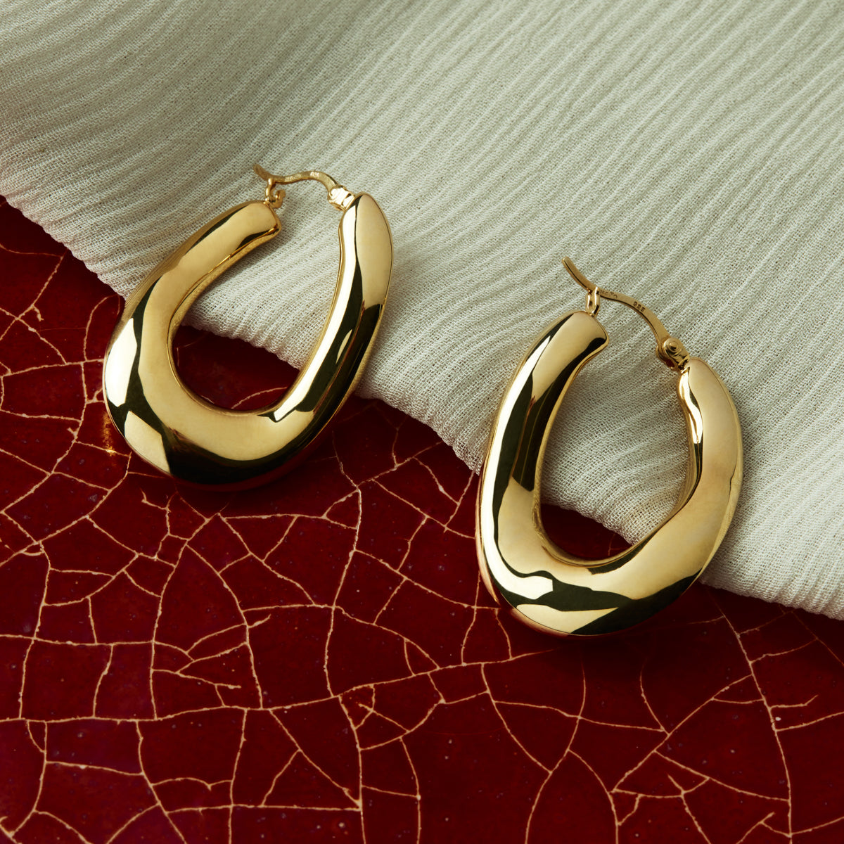 Gravity Yellow Gold plated hoops