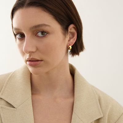 La Muse Yellow Gold Plated Huggie Earrings