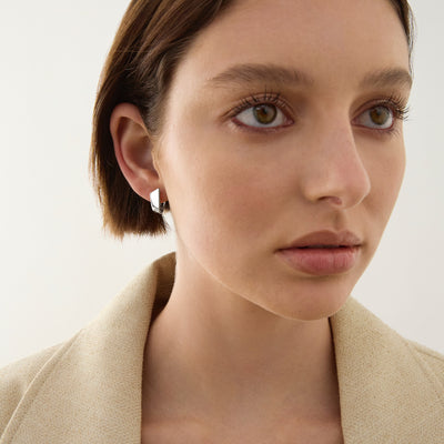 Versailles Silver Huggie Earrings