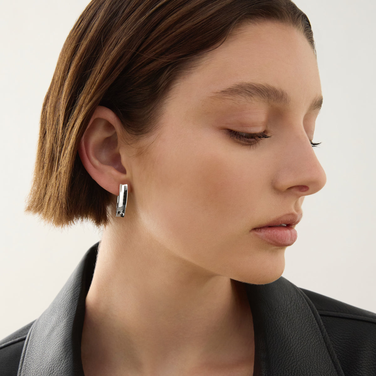 Swan Silver Huggie Earrings