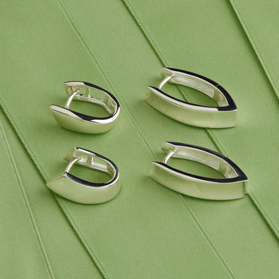 Swan Silver Huggie Earrings