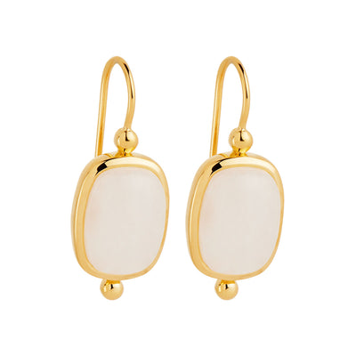 Fleur Yellow Gold Plated Rainbow Moonstone Earrings