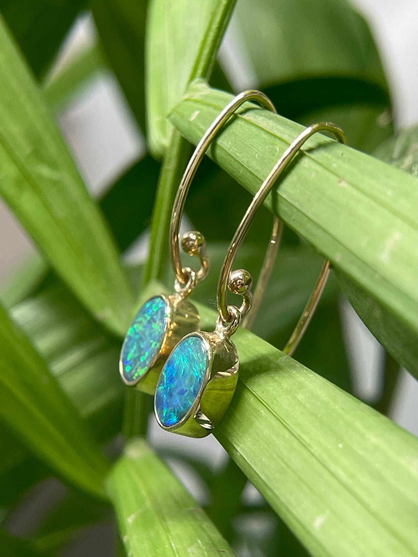 9ct Yellow gold Opal drops