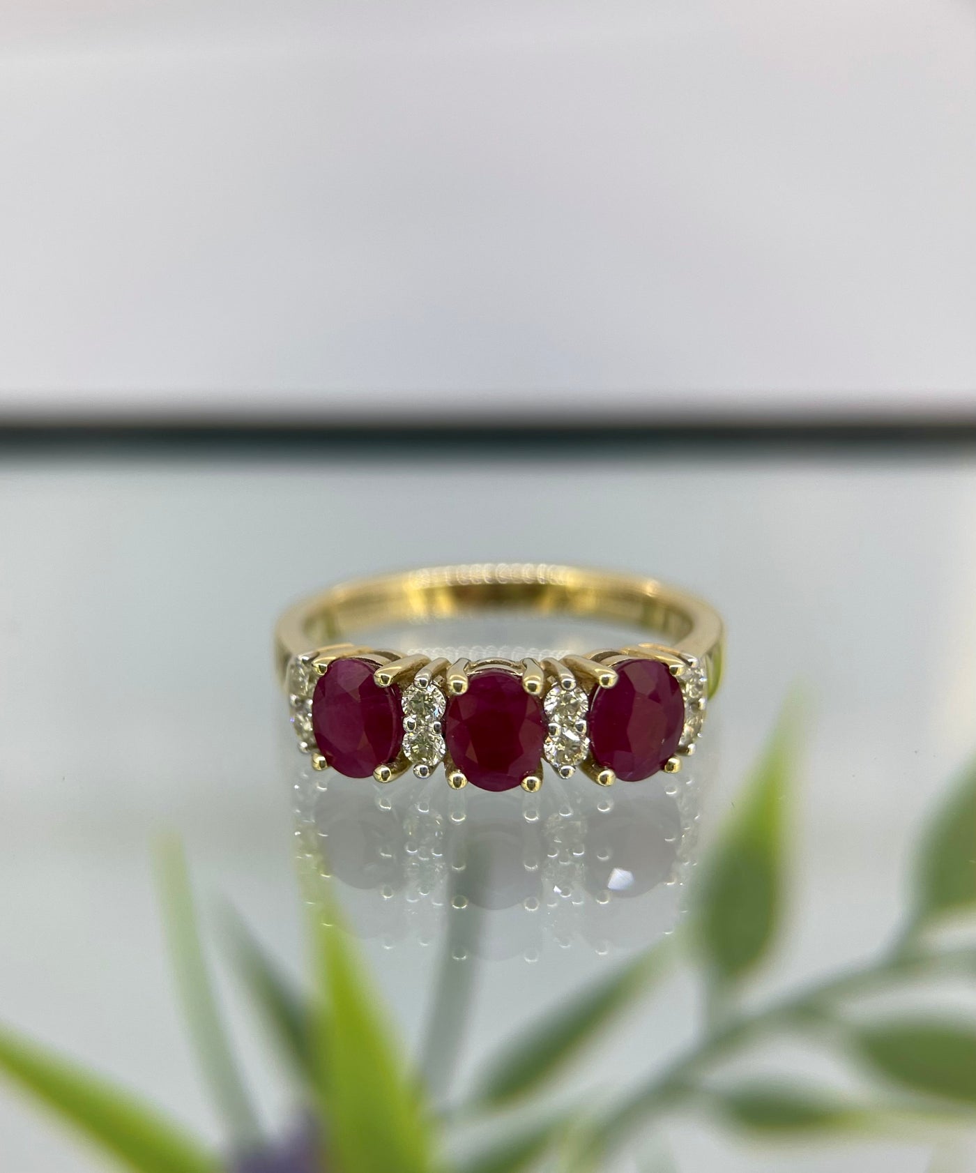 9ct Yellow Gold Ruby & Diamond ring