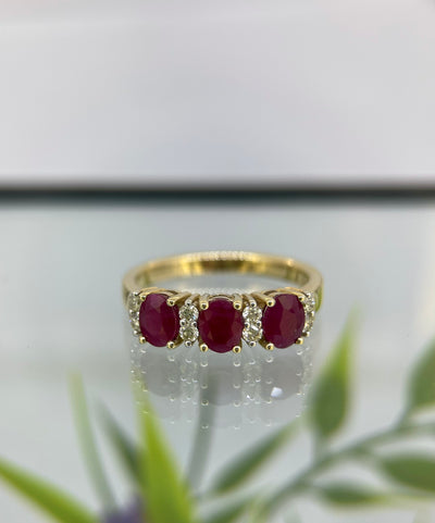 9ct Yellow Gold Ruby & Diamond ring