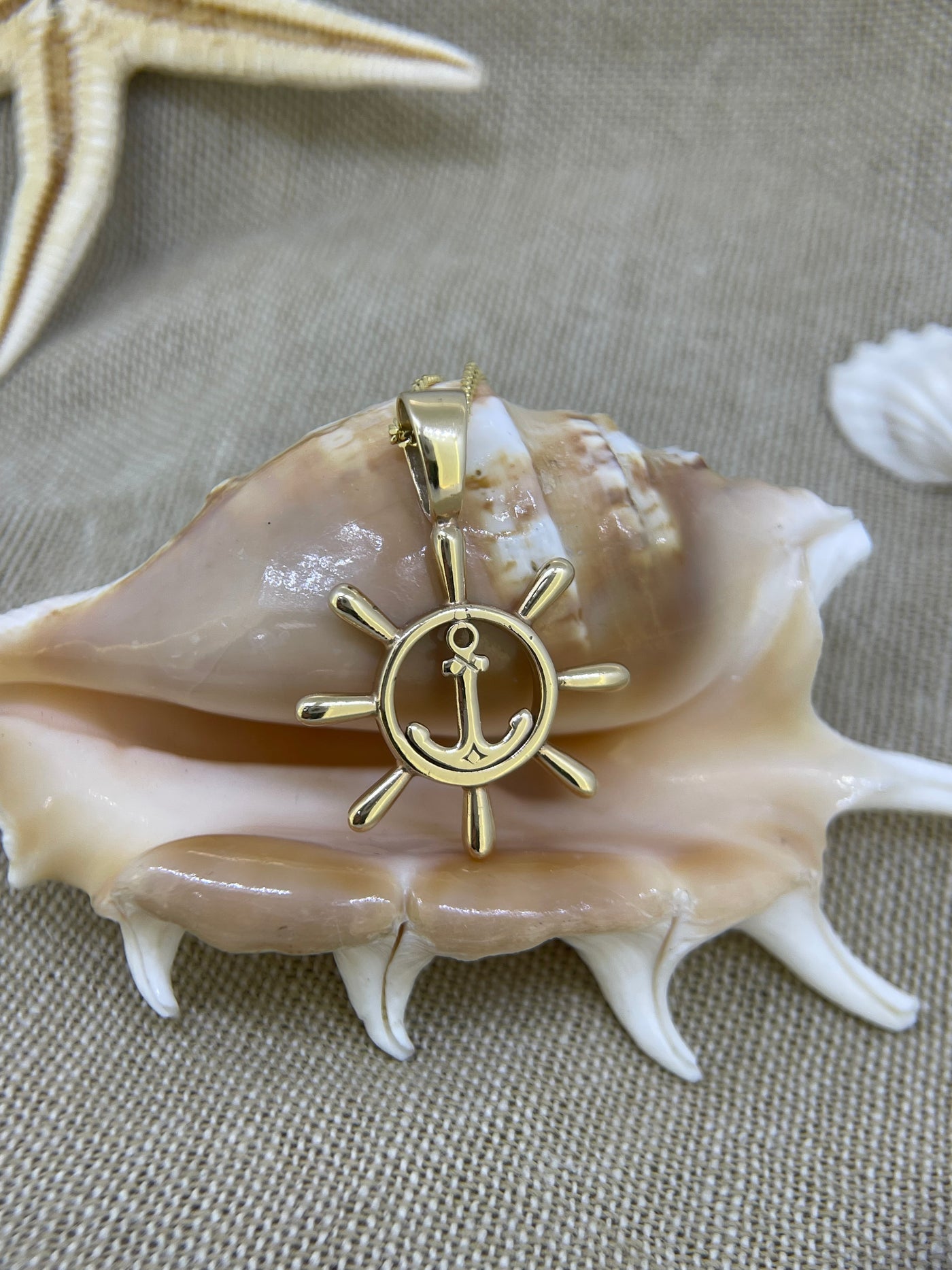 Anchor Ship's Wheel Pendant