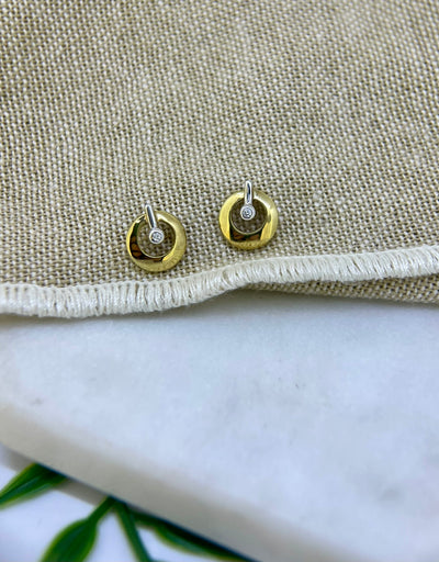 9ct Yellow & White Gold Diamond stud