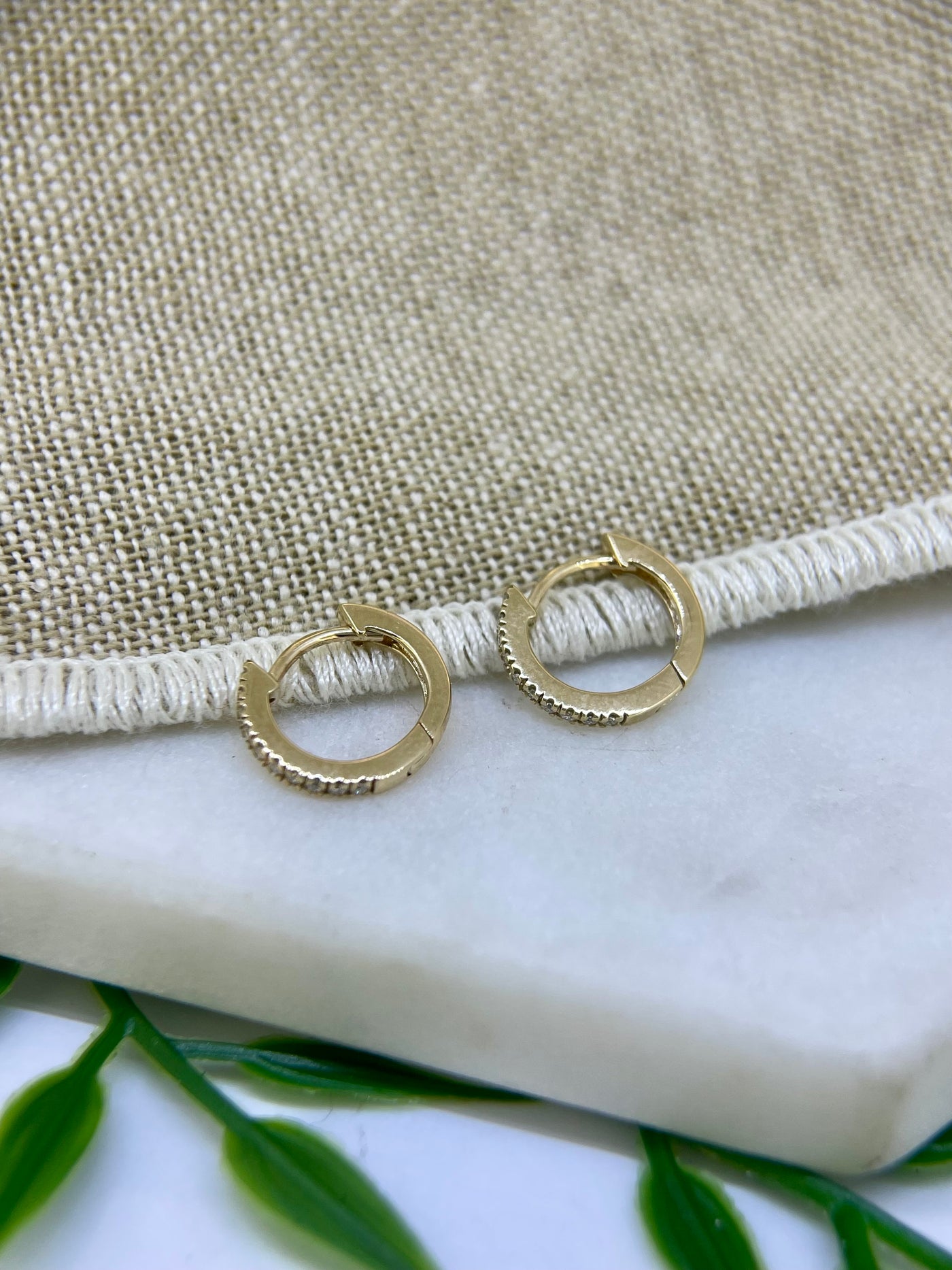 9ct Yellow Gold Diamond Huggies